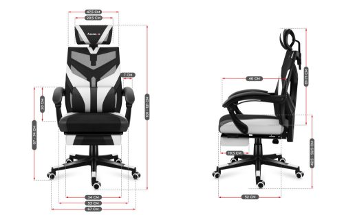 Huzaro combat 5.0 white herná stolička s ergonomickou opierkou nôh, polohovateľné kreslo, čiernobiela.