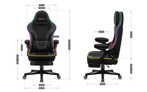 Huzaro Force 4.6 rgb black herné stolička, látka RGB, opierka nôh, polohovateľná, nastaviteľná opierka hlavy, čierna