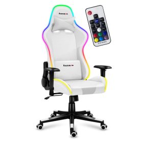   Huzaro Force 6.2 white rgb hráčska stolička, polohovateľné podrúčky, RGB ,nastaviteľná bedrová noha + vankúš na krk, biela
