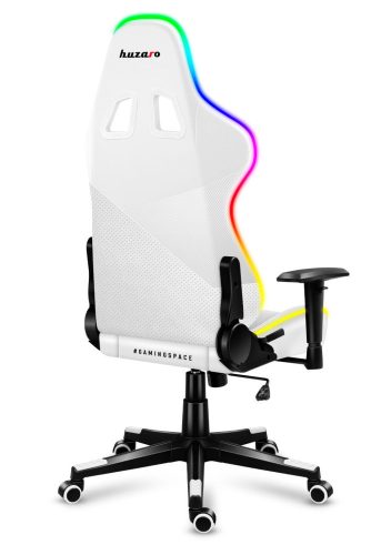 Huzaro Force 6.2 white rgb hráčska stolička, polohovateľné podrúčky, RGB ,nastaviteľná bedrová noha + vankúš na krk, biela