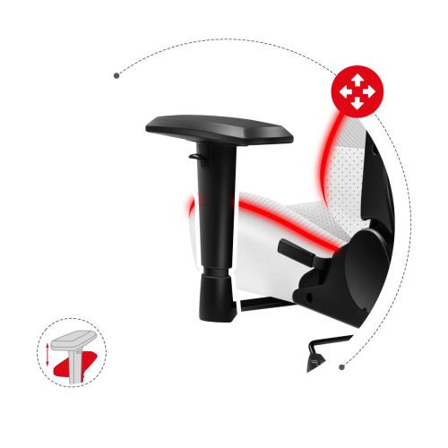 Huzaro Force 6.2 white rgb hráčska stolička, polohovateľné podrúčky, RGB ,nastaviteľná bedrová noha + vankúš na krk, biela