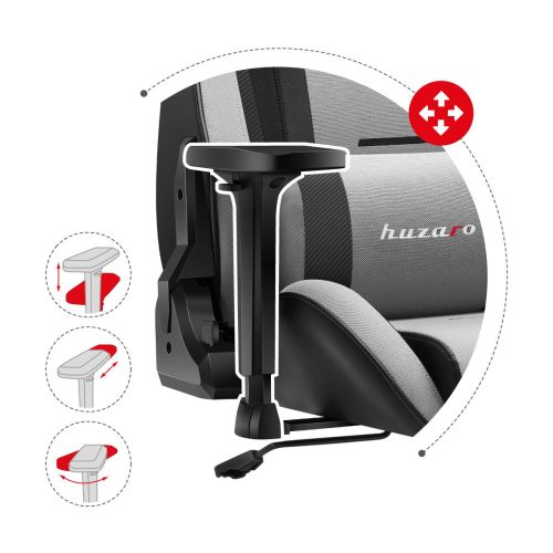 Huzaro Force 7.6 grey hráčska stolička herné kreslo ležadlo, látka, bedrová opierka, opierka hlavy, tvarovaná pamäťová pena, šedá.