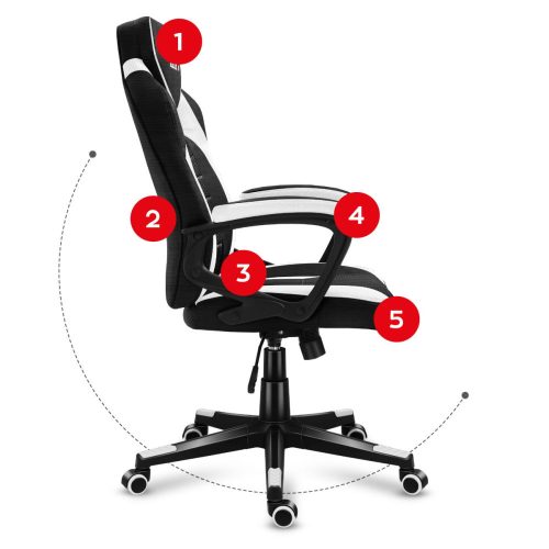 Huzaro Force 2.5 white hráčska stolička otočná stolička, kreslo, polstrovaný sedák, biela.