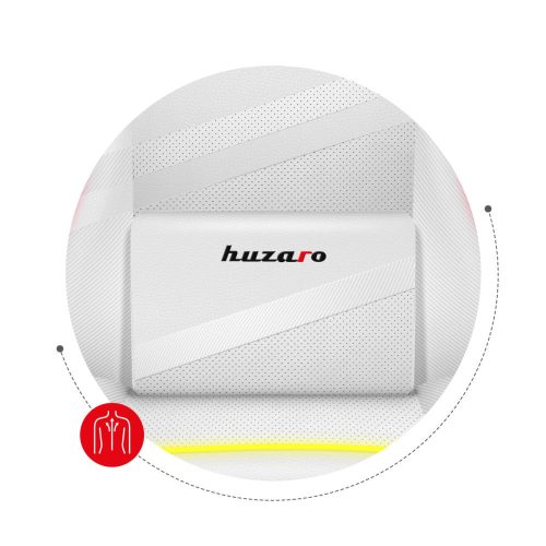 Huzaro hráčska stolička, Force 4.4 rgb white profesionálna herná stolička, oceľ, látkový materiál, vankúš na krk, vankúš na hlavu, RGB biela.