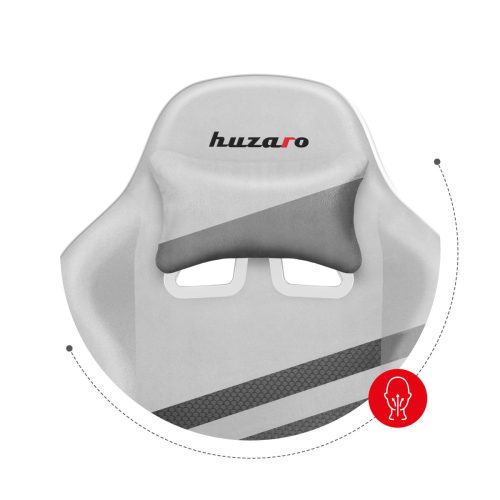Huzaro hráčska stolička Force 4.4-white-mesh, profesionálna herná stolička, oceľ, látkový materiál, podhlavník, podhlavník, sivobiela.
