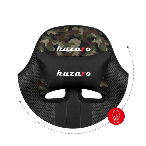 Huzaro Force 4.7 camo mesh hráčska stolička s opierkou nôh, profesionálna herná stolička, oceľ, materiál látka, vankúš na krk, vankúš na hlavu, čierna.