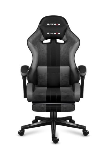 Huzaro Force 4.7 grey mesh hráčska stolička s podnožkou, profesionálna herná stolička, oceľ, materiál látka, vankúš pod krk, sivá.