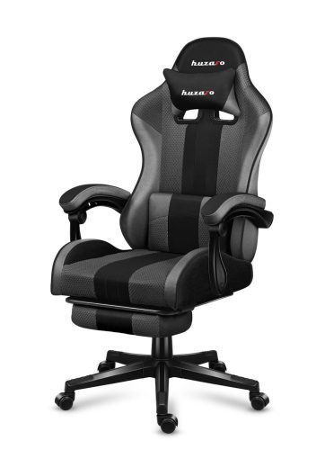 Huzaro Force 4.7 grey mesh hráčska stolička s podnožkou, profesionálna herná stolička, oceľ, materiál látka, vankúš pod krk, sivá.