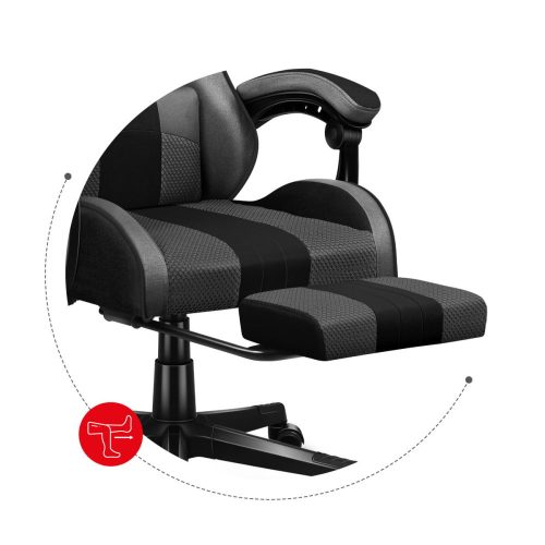 Huzaro Force 4.7 grey mesh hráčska stolička s podnožkou, profesionálna herná stolička, oceľ, materiál látka, vankúš pod krk, sivá.