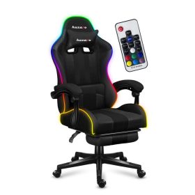   Huzaro Force 4.7 rgb mesh hráčska stolička s opierkou nôh, oceľ, materiál látka, vankúš na krk, vankúš na hlavu, RGB, čierna.