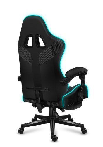 Huzaro Force 4.7 rgb mesh hráčska stolička s opierkou nôh, profesionálna herná stolička, oceľ, materiál látka, vankúš na krk, vankúš na hlavu, RGB, čierna.