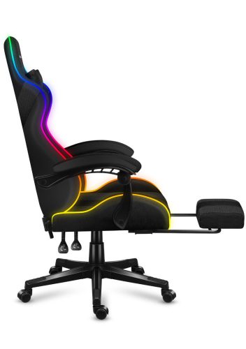 Huzaro Force 4.7 rgb mesh hráčska stolička s opierkou nôh, profesionálna herná stolička, oceľ, materiál látka, vankúš na krk, vankúš na hlavu, RGB, čierna.