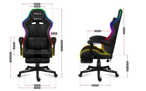 Huzaro Force 4.7 rgb mesh hráčska stolička s opierkou nôh, profesionálna herná stolička, oceľ, materiál látka, vankúš na krk, vankúš na hlavu, RGB, čierna.
