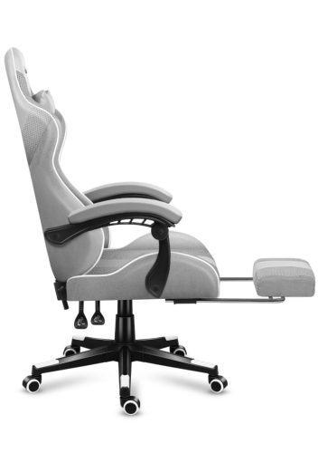 Huzaro Force 4.7 white mesh  hráčska stolička s opierkou nôh, profesionálna herná stolička, oceľ, materiál látka, vankúš pod krk, vankúš na hlavu, bielo-šedá.