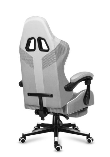 Huzaro Force 4.7 white mesh  hráčska stolička s opierkou nôh, profesionálna herná stolička, oceľ, materiál látka, vankúš pod krk, vankúš na hlavu, bielo-šedá.