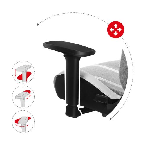 Huzaro Force 7.9 grey mesh herná stolička, nastaviteľné operadlo, nastaviteľné podrúčky, bedrový vankúš, odnímateľný krčný vankúš, látka sivá