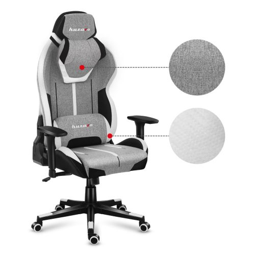 Huzaro Force 7.9 grey mesh herná stolička, nastaviteľné operadlo, nastaviteľné podrúčky, bedrový vankúš, odnímateľný krčný vankúš, látka sivá