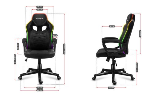 Huzaro Force 2.5 rgb mesh hráčska stolička je pohodlná, herná stolička, otočná stolička, kreslo RBB, polstrovaný sedák, čierna.
