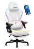 Hráčska stolička Huzaro Force 4.6rgb white mesh, opierka nôh, polohovateľná, polohovateľná opierka hlavy, biela
