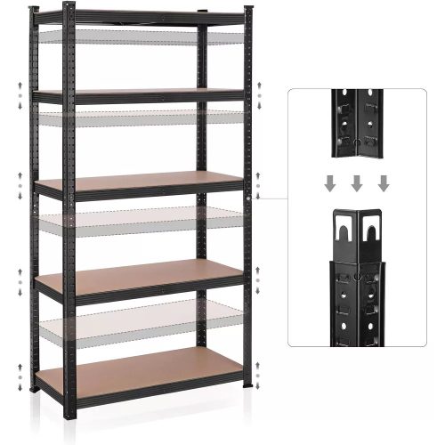 Songmics Regál s policami, s nosnosťou 175 kg na policu, čierny, hnedý 180x90x40cm