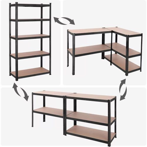 Songmics Regál s policami, s nosnosťou 175 kg na policu, čierny, hnedý 180x90x40cm