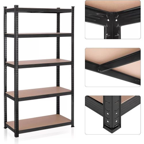 Songmics Regál s policami, s nosnosťou 175 kg na policu, čierny, hnedý 180x90x40cm