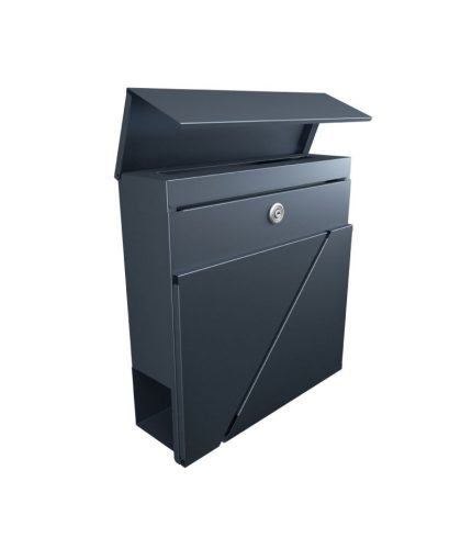 Mark Adler Moderná, odolná voči poveternostným vplyvom, vonkajšia poštová schránka, 37x37x10,5 cm, pozinkovaná oceľ, uzamykateľná, antracit, priestor na noviny