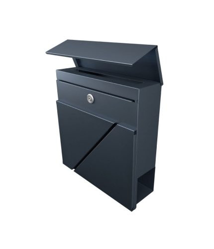 Mark Adler Moderná, odolná voči poveternostným vplyvom, vonkajšia poštová schránka, 37x37x10,5 cm, pozinkovaná oceľ, uzamykateľná, antracit, priestor na noviny