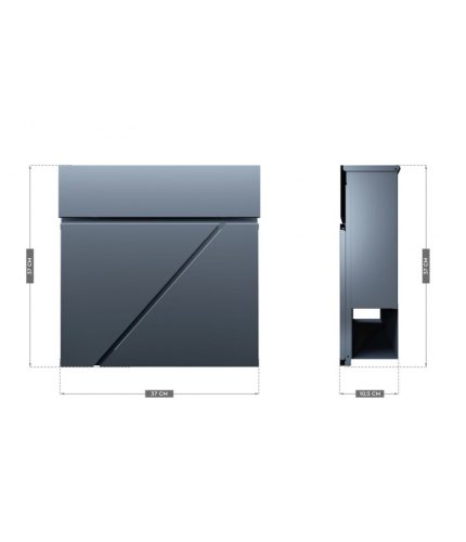 Mark Adler Moderná, odolná voči poveternostným vplyvom, vonkajšia poštová schránka, 37x37x10,5 cm, pozinkovaná oceľ, uzamykateľná, antracit, priestor na noviny