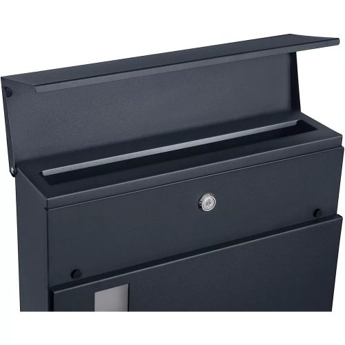 Songmics Uzamykatelná postová ská s dľiakom na noviny, oposzát montáže na stenu alebo plot, antracitovo srávy.