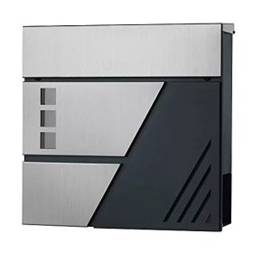   Songmics Uzamykateľná poštová schránka, možnosť montáže na stenu alebo plot, strieborno-antracitovo šedá.