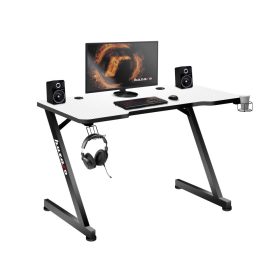   Herný stôl Huzaro Hero 2.5 white so slúchadlami a držiakom na pohár, biely