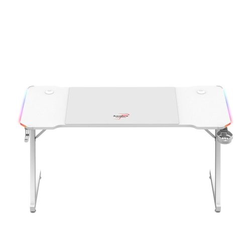 Herný stôl Huzaro, 140 x 60 x 74 cm, Hero 3.3 RGB white osvetlenie, vrátane podložky pod myš 80 x 58 cm, biely