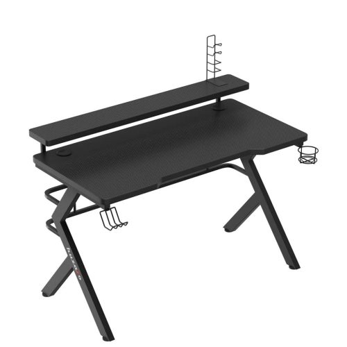 Herný stôl Huzaro Hero 5.0 black, hrací stôl, so stojanom na monitor, 120 x 60 x 69,5 cm, hliník / HDF, čierny