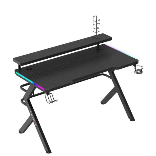 Herný stôl Huzaro, počítačový stolík so stojanom na monitor, Hero 5.0 RGB ,120 x 60 x 69,5 cm, hliník / HDF,  čierna.