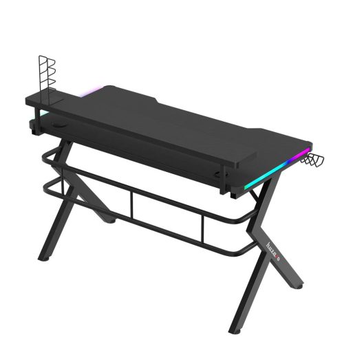 Herný stôl Huzaro, počítačový stolík so stojanom na monitor, Hero 5.0 RGB ,120 x 60 x 69,5 cm, hliník / HDF,  čierna.