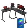 Huzaro herný stôl rohový stôl písací stôl RGB SMART čierny.