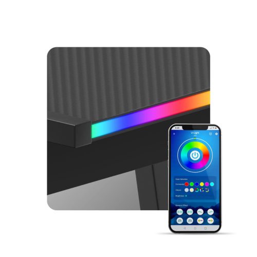 Huzaro herný stôl rohový stôl písací stôl RGB SMART čierny.