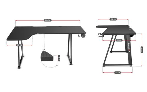 Herný stôl Huzaro Hero 7.7 black, písací stôl, držiak na poháre, rohový stôl čierny.