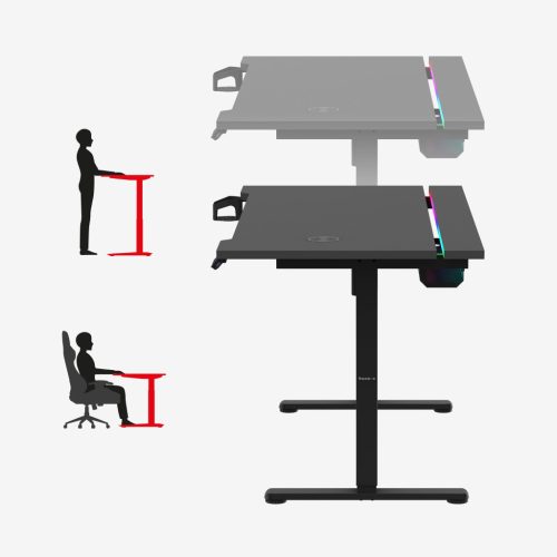 Huzaro Hero 8.7 gamer výškovo nastaviteľná elektrická stolová indukčná bezdrôtová rýchlonabíjačka, 10W RGB čierna