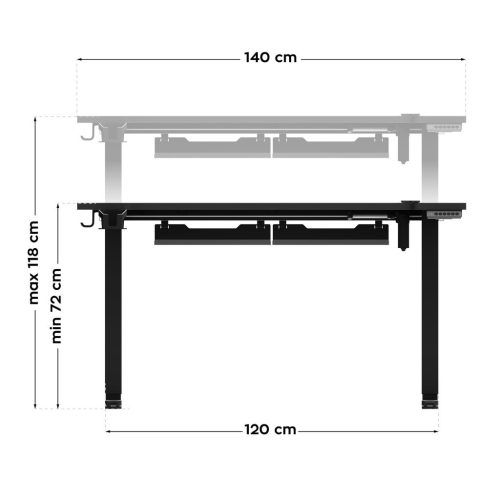 Huzaro Hero 8.7 gamer výškovo nastaviteľná elektrická stolová indukčná bezdrôtová rýchlonabíjačka, 10W RGB čierna