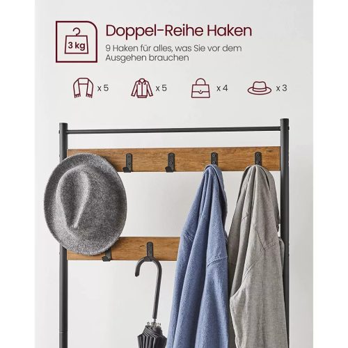 Chodba s policou, vešiakmi, botníkom a sedadlom, rustikálny orech 70x32x175cm