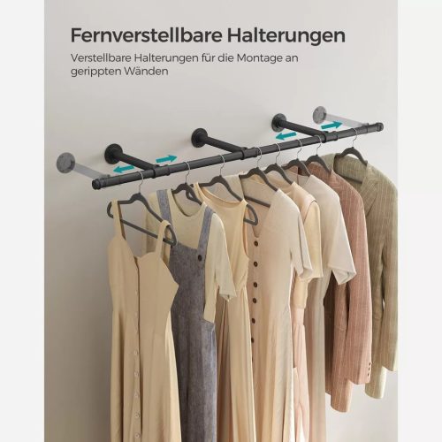 Nástenný vešiak na kabáty, čierny 170x30x7cm