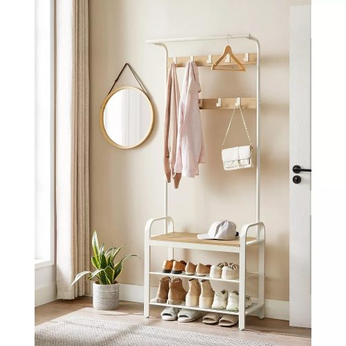 Vstupná chodba s vešiakovou policou, vešiakmi, botníkom a sedákom, dub.