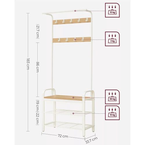 Vstupná chodba s vešiakovou policou, vešiakmi, botníkom a sedákom, dub.