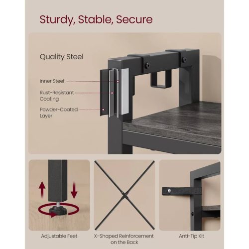 Vešiak na kabáty a úložný priestor do chodby, s vešiakmi a policami, kameňovo sivá a čierna 120x40x190cm