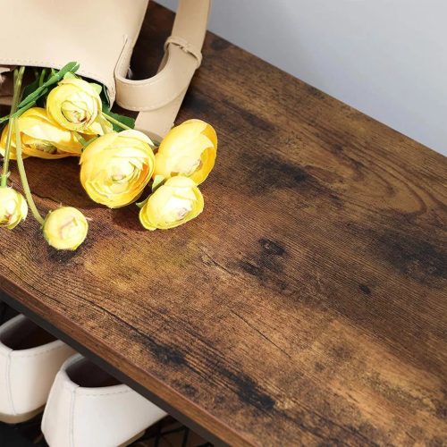 Chodba s policou, vešiakmi, botníkom a sedadlom, rustikálna hnedá 80x32x178cm