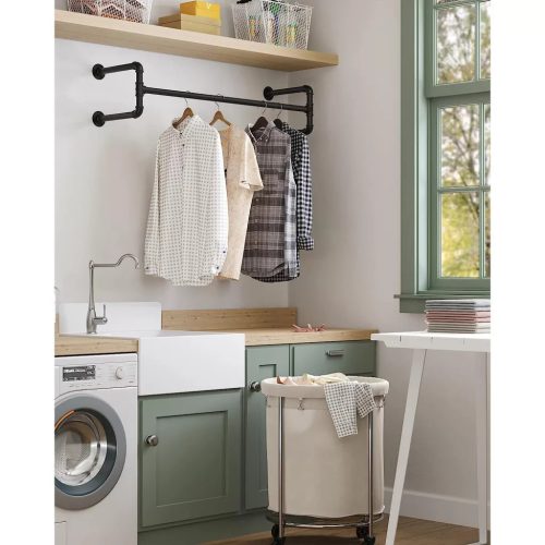 Nástenný vešiak na kabáty 2 kusy, čierny 110x30x29cm