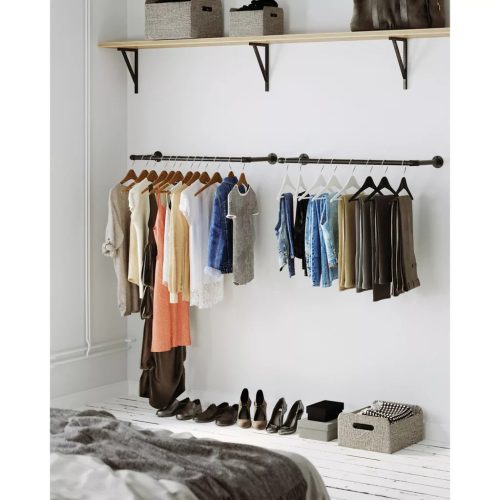 Nástenný vešiak na kabáty 2 kusy, čierny 92x30x7 cm