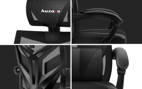 Huzaro Combat 5.0 black hráčska stolička s ergonomickou opierkou nôh, polohovateľné kreslo, opierka hlavy, čierna